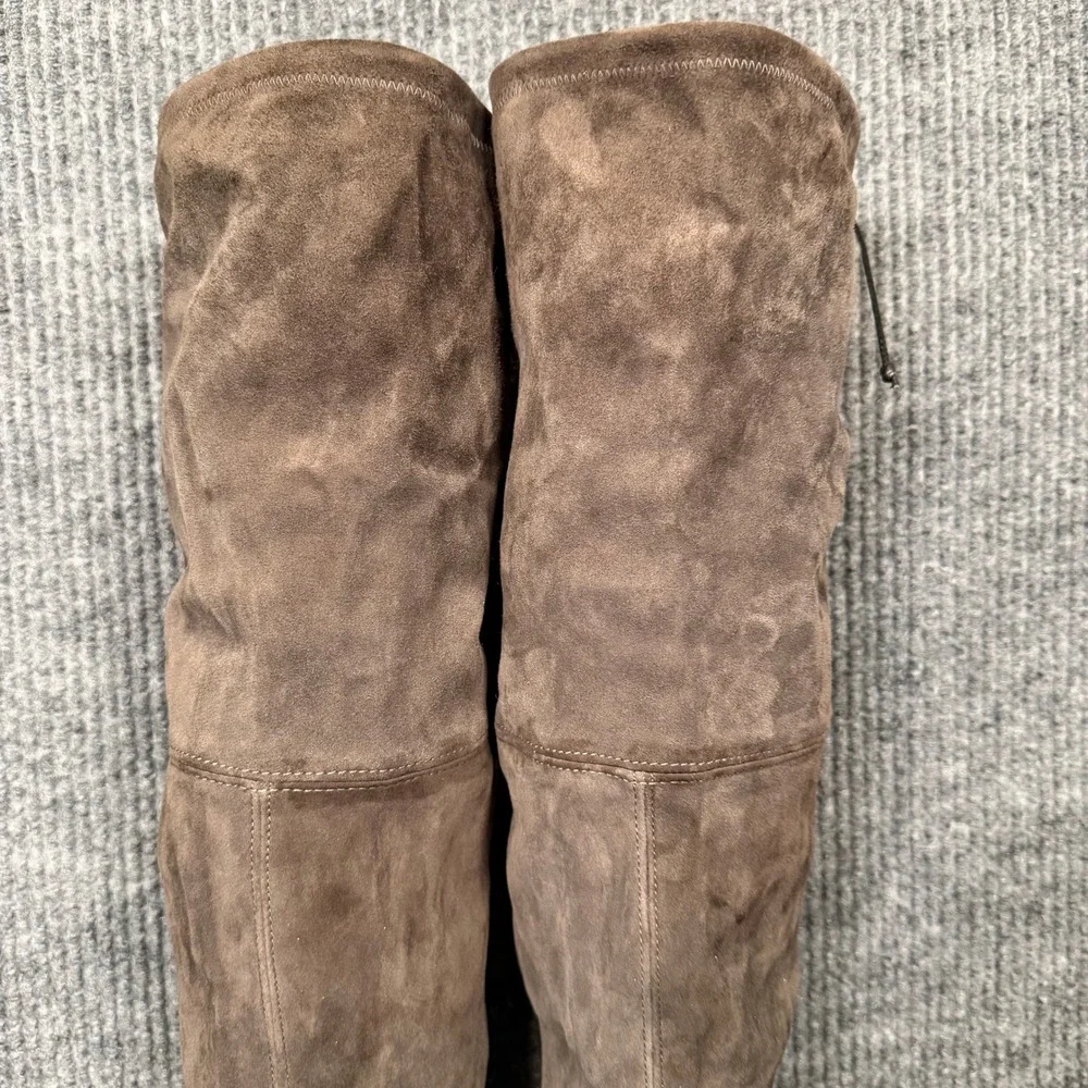 Stuart Weitzman Over Knee Boots Womens 8M Taupe Suede OTK Designer Discoloration
